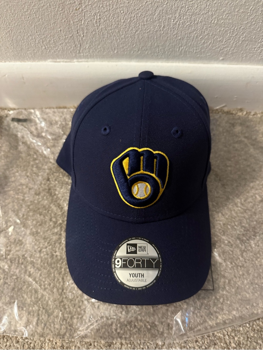 New Era Navy Brewers Baseball Cap with White Patch
